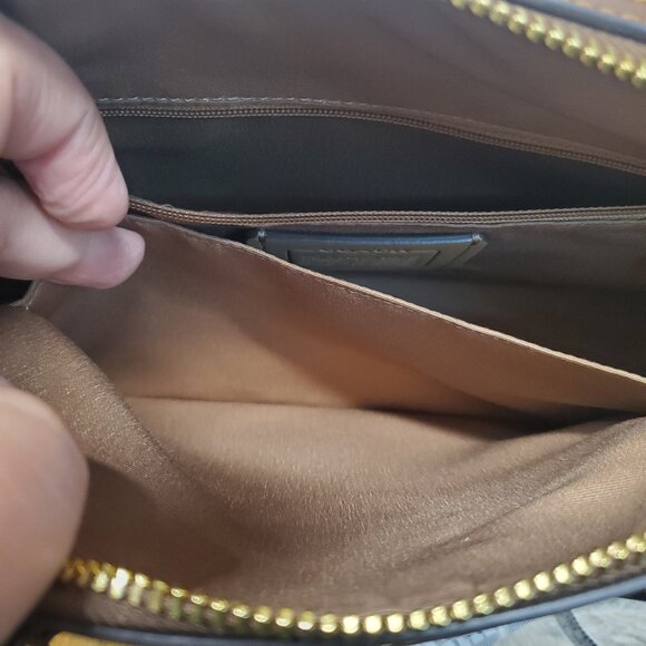 Coach Rowan Satchel Brown Cream Tan Classic Logo Canvas Shoulder Bag CV961 - Picture 10 of 14